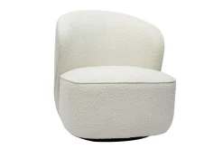 Fauteuil design pivotant en tissu effet laine bouclée blanc AMBER