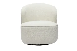 Fauteuil design pivotant en tissu effet laine bouclée blanc AMBER