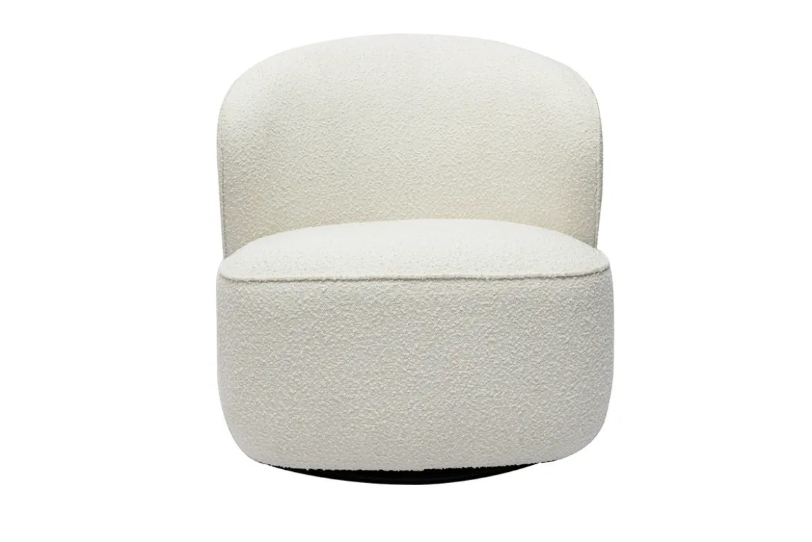 Fauteuil design pivotant en tissu effet laine bouclée blanc AMBER