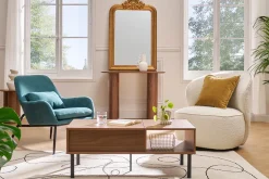 Fauteuil design pivotant en tissu effet laine bouclée blanc AMBER