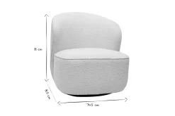 Fauteuil design pivotant en tissu effet laine bouclée blanc AMBER