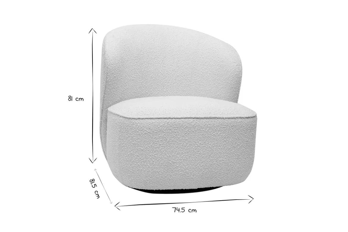 Fauteuil design pivotant en tissu effet laine bouclée blanc AMBER