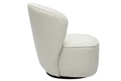 Fauteuil design pivotant en tissu effet laine bouclée blanc AMBER