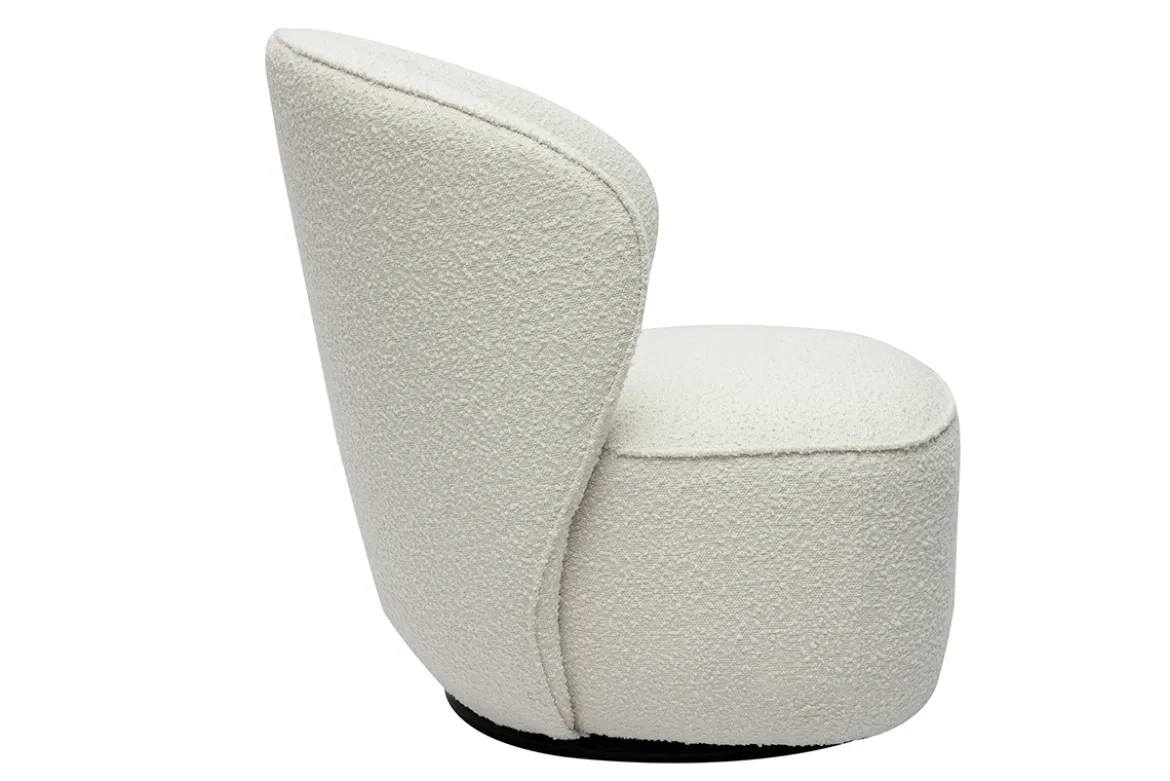 Fauteuil design pivotant en tissu effet laine bouclée blanc AMBER