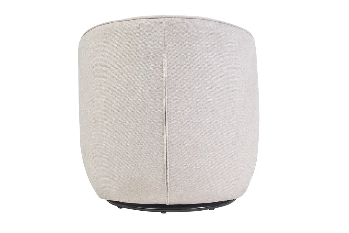 Fauteuil design pivotant en tissu effet velours texturé beige AMBER