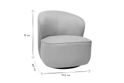 Fauteuil design pivotant en tissu effet velours texturé beige AMBER