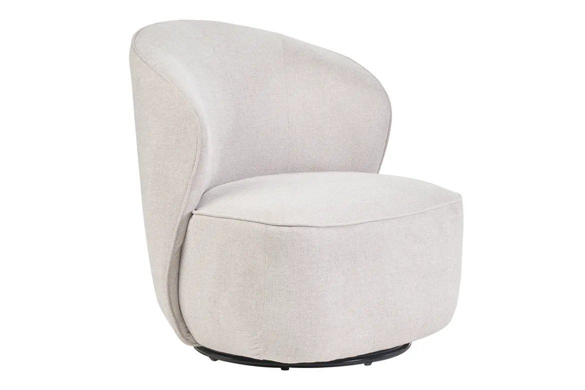 Fauteuil design pivotant en tissu effet velours texturé beige AMBER