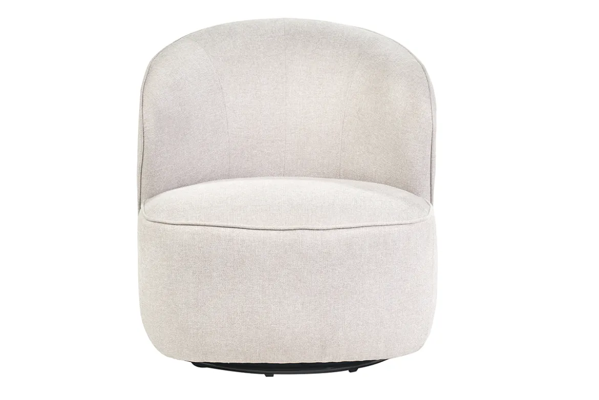 Fauteuil design pivotant en tissu effet velours texturé beige AMBER