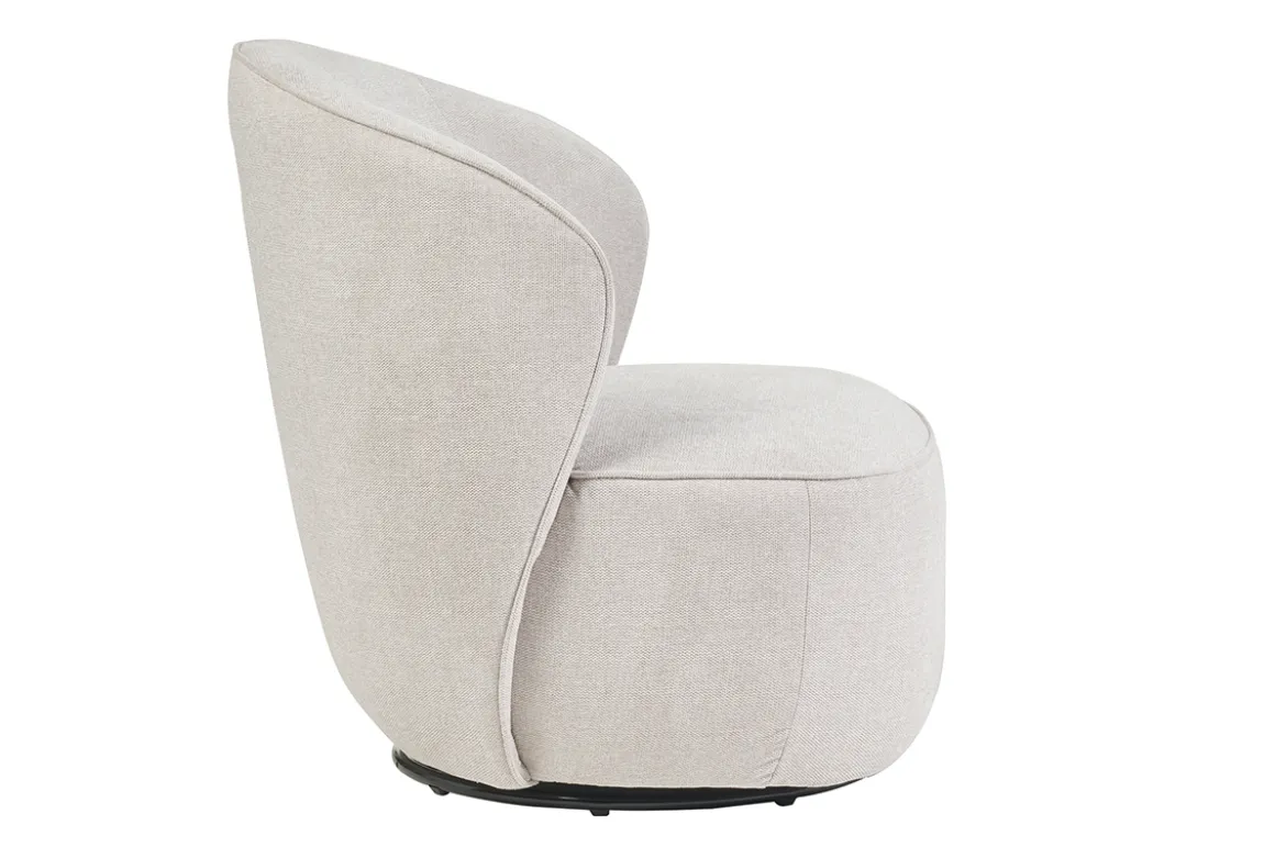 Fauteuil design pivotant en tissu effet velours texturé beige AMBER
