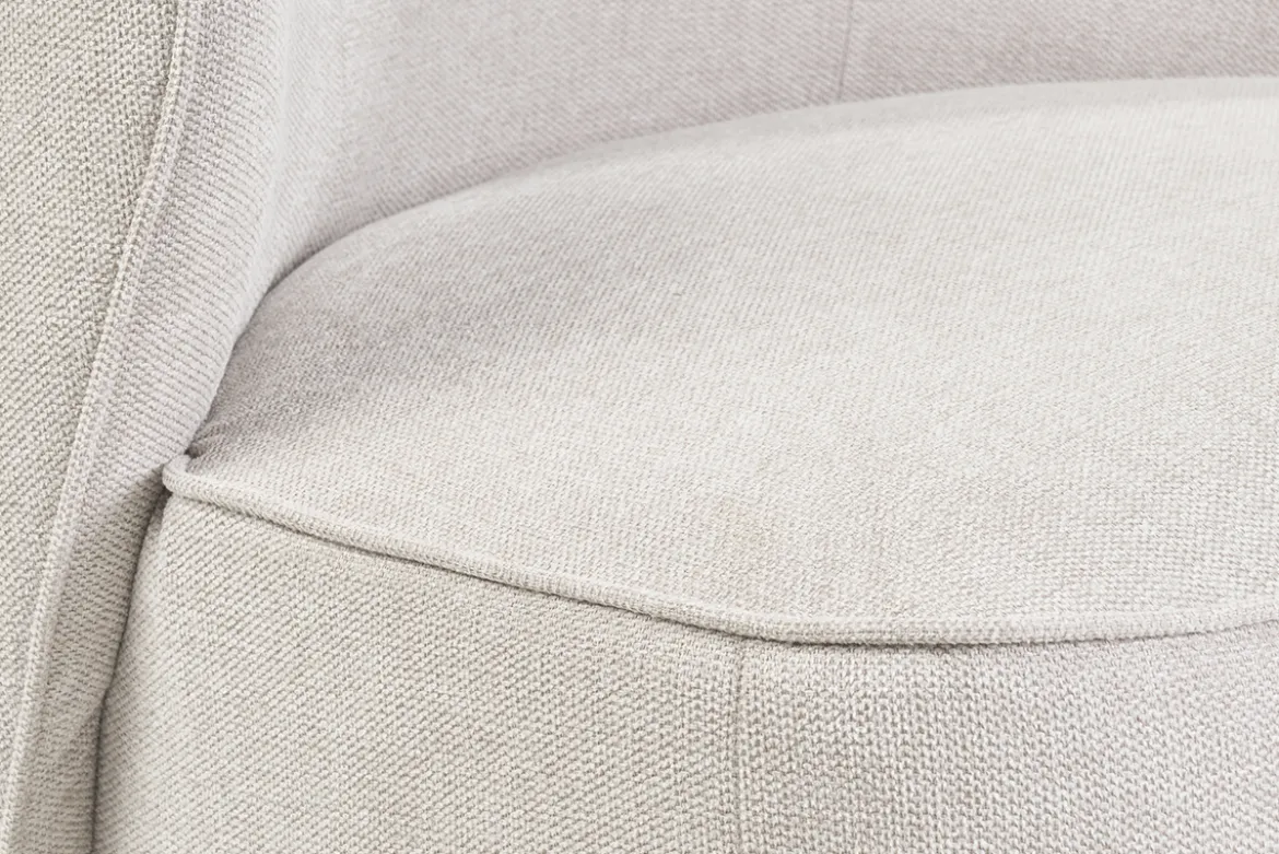 Fauteuil design pivotant en tissu effet velours texturé beige AMBER