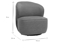Fauteuil design pivotant en tissu effet velours texturé terre brûlée AMBER