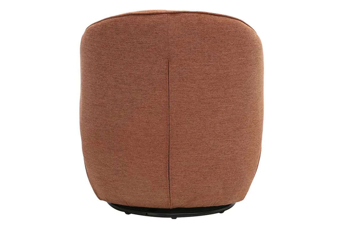 Fauteuil design pivotant en tissu effet velours texturé terre brûlée AMBER