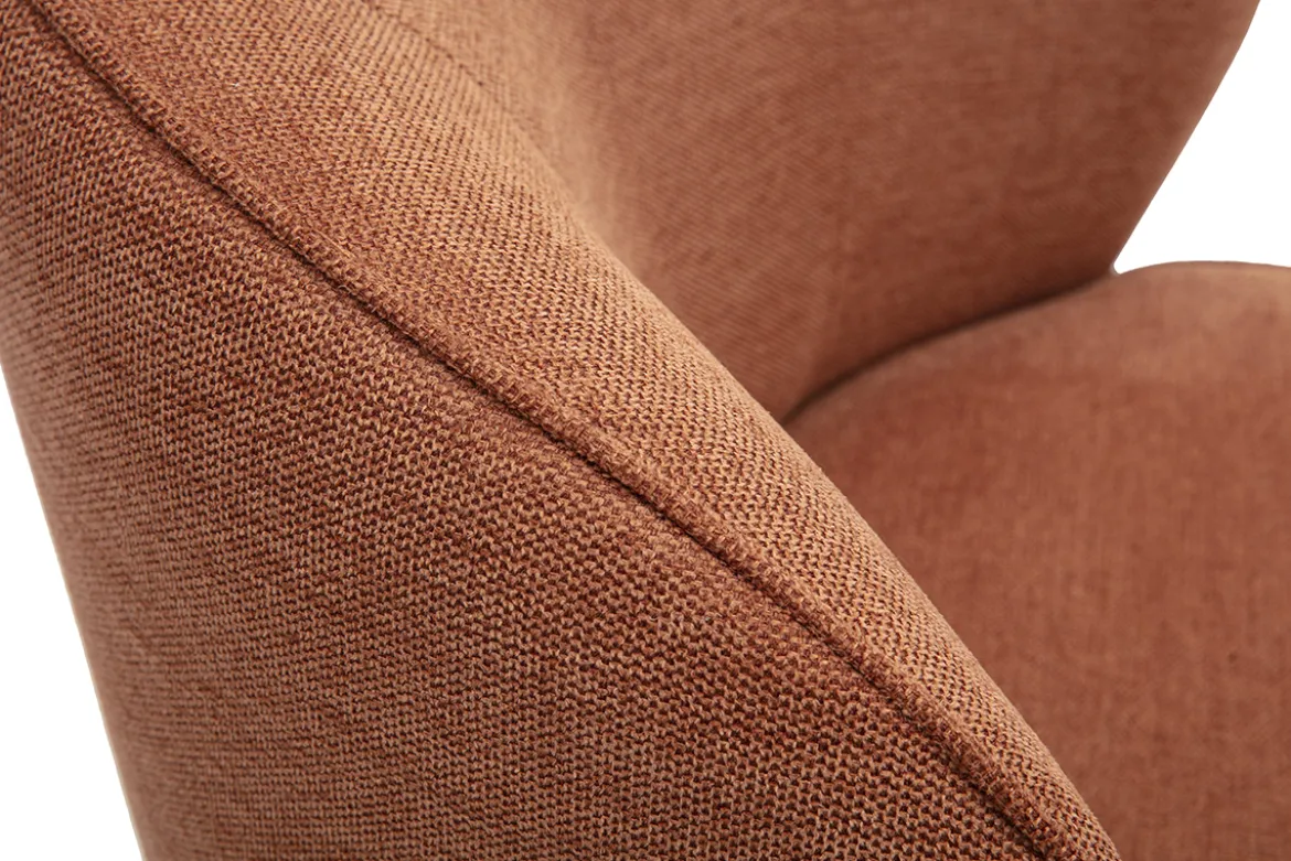 Fauteuil design pivotant en tissu effet velours texturé terre brûlée AMBER