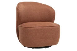 Fauteuil design pivotant en tissu effet velours texturé terre brûlée AMBER