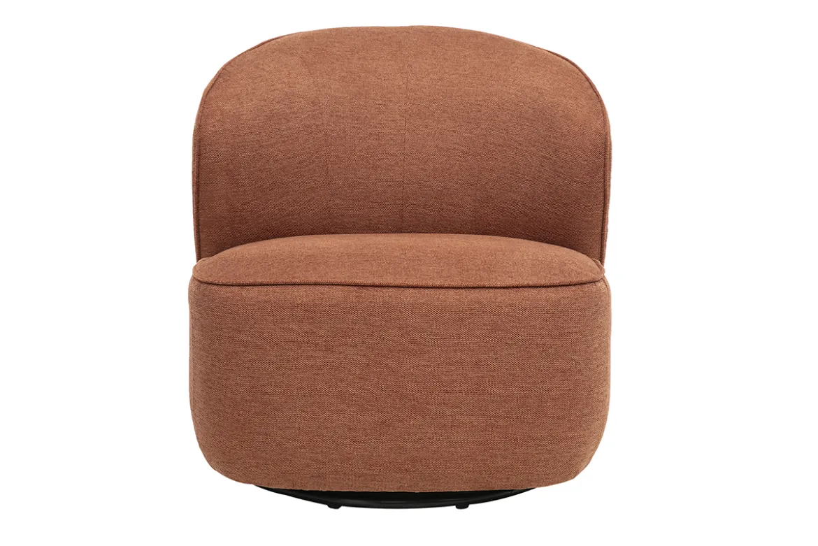 Fauteuil design pivotant en tissu effet velours texturé terre brûlée AMBER