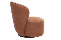 Fauteuil design pivotant en tissu effet velours texturé terre brûlée AMBER