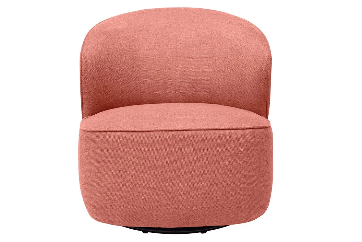 Fauteuil design pivotant en tissu effet velours texturé terracotta AMBER