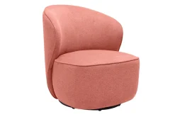 Fauteuil design pivotant en tissu effet velours texturé terracotta AMBER