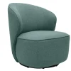 Fauteuil design pivotant en tissu vert de gris AMBER