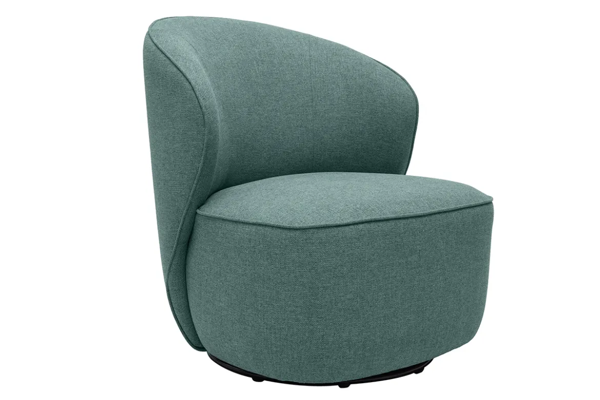 Fauteuil design pivotant en tissu vert de gris AMBER