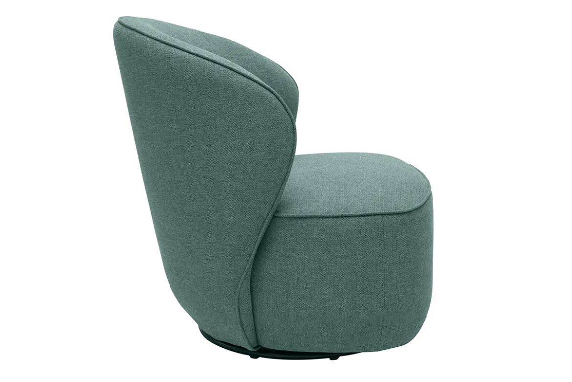 Fauteuil design pivotant en tissu vert de gris AMBER