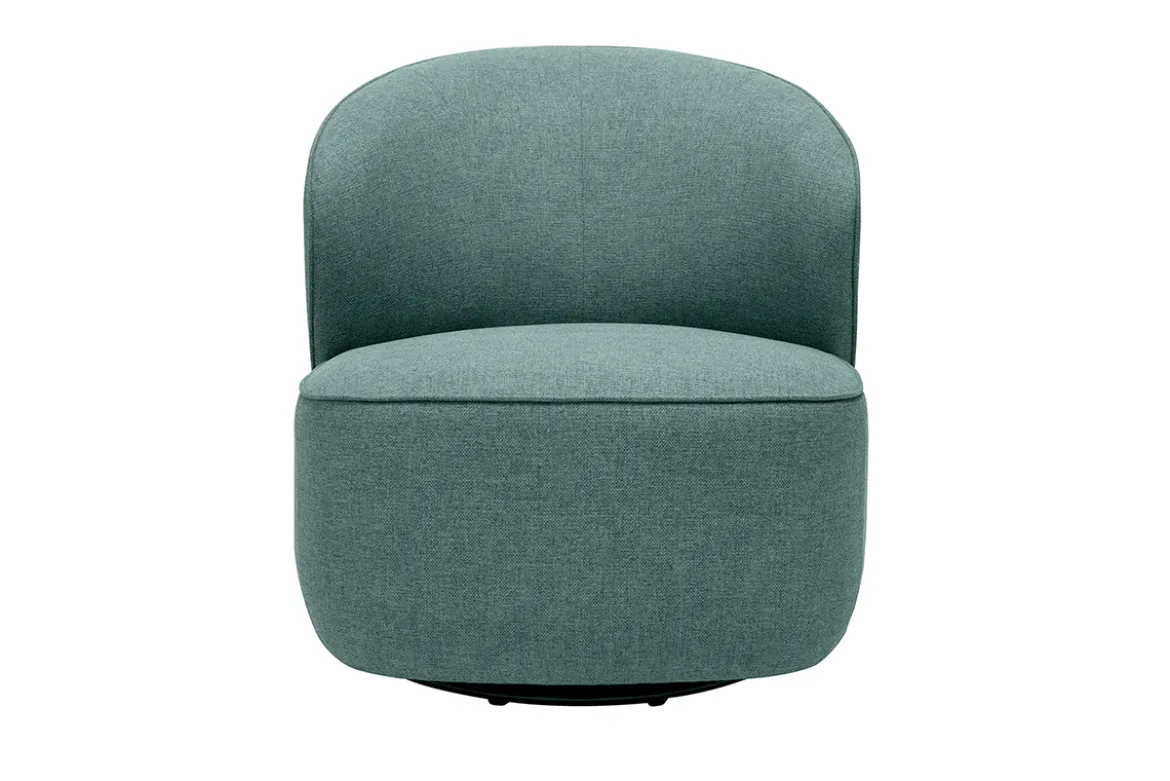 Fauteuil design pivotant en tissu vert de gris AMBER