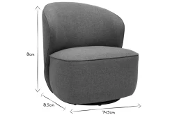 Fauteuil design pivotant en tissu vert de gris AMBER