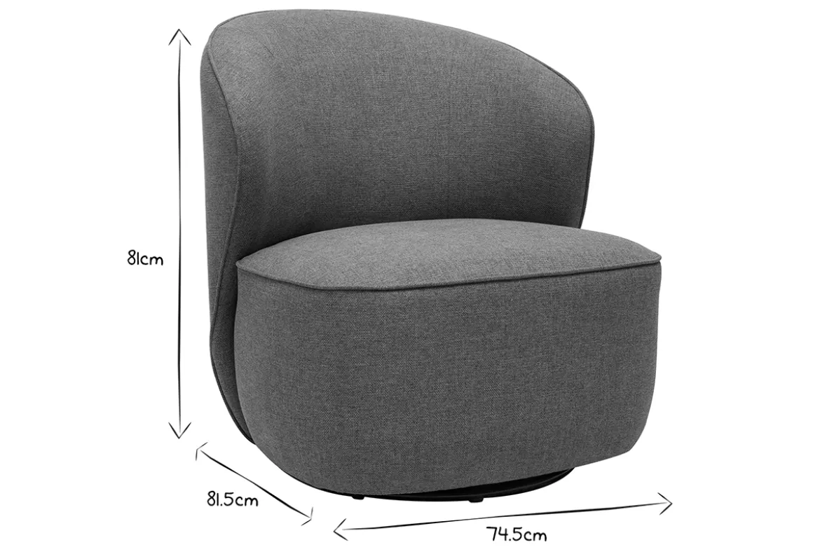 Fauteuil design pivotant en tissu vert de gris AMBER