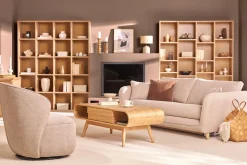 Fauteuil design pivotant en tissu taupe AMBER