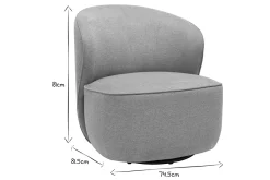 Fauteuil design pivotant en tissu taupe AMBER