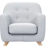 Fauteuil enfant scandinave en tissu gris clair et bois clair NORKID