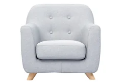 Fauteuil enfant scandinave en tissu gris clair et bois clair NORKID
