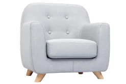 Fauteuil enfant scandinave en tissu gris clair et bois clair NORKID