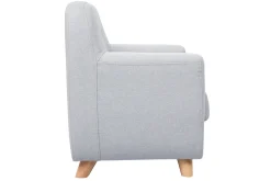 Fauteuil enfant scandinave en tissu gris clair et bois clair NORKID