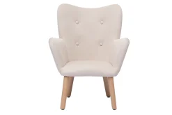 Fauteuil enfant scandinave en tissu rose poudré et bois clair BABY BRISTOL
