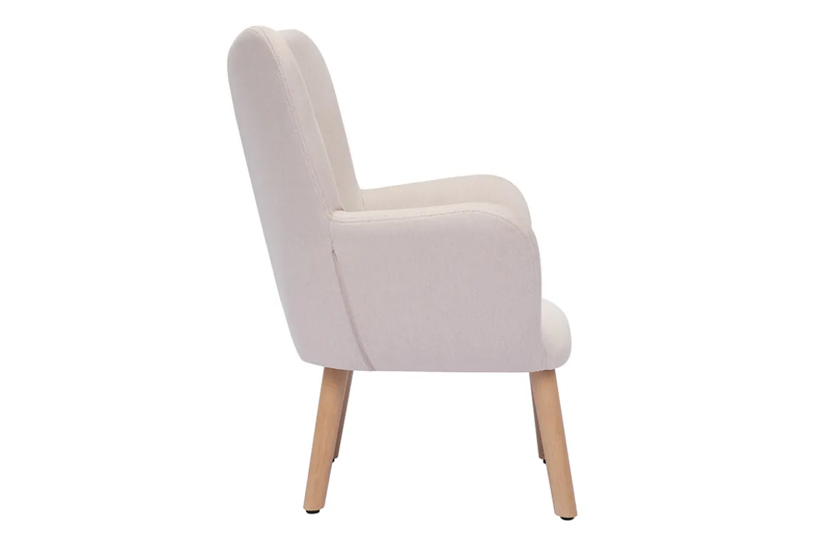 Fauteuil enfant scandinave en tissu rose poudré et bois clair BABY BRISTOL
