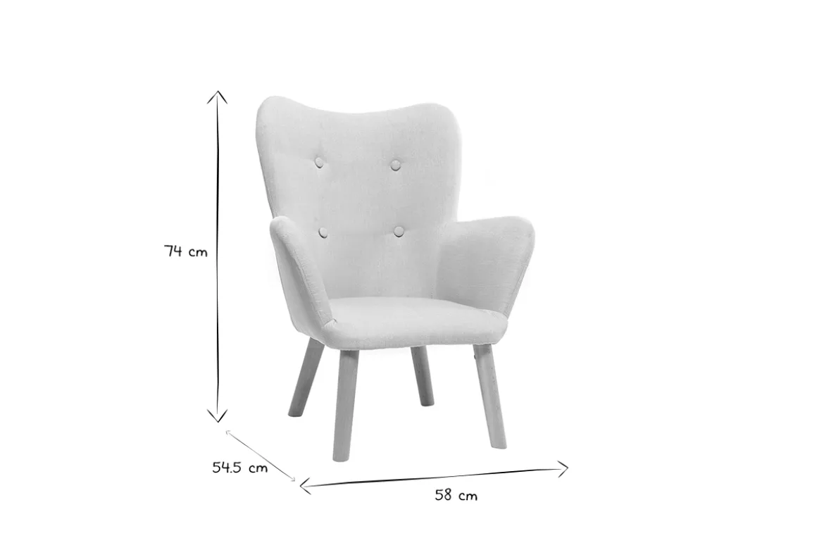 Fauteuil enfant scandinave en tissu rose poudré et bois clair BABY BRISTOL