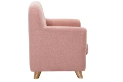 Fauteuil enfant scandinave en tissu effet velours texturé rose et bois clair NORKID