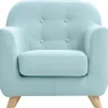 Fauteuil enfant scandinave en tissu menthe à l'eau et bois clair NORKID