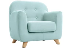 Fauteuil enfant scandinave en tissu menthe à l'eau et bois clair NORKID