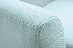 Fauteuil enfant scandinave en tissu menthe à l'eau et bois clair NORKID