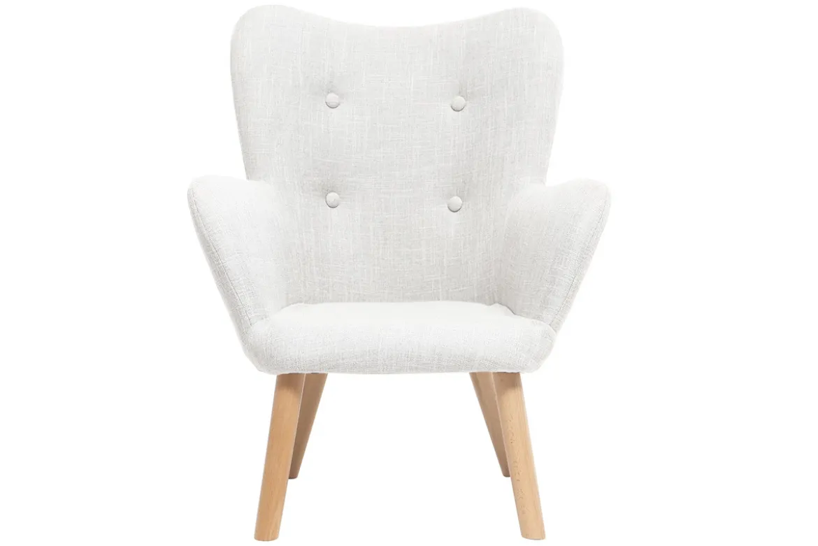Fauteuil enfant scandinave en tissu gris polaire et bois clair BABY BRISTOL
