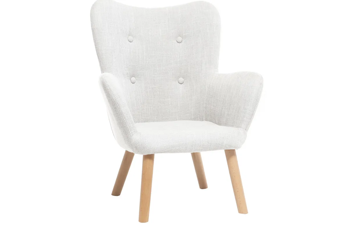 Fauteuil enfant scandinave en tissu gris polaire et bois clair BABY BRISTOL