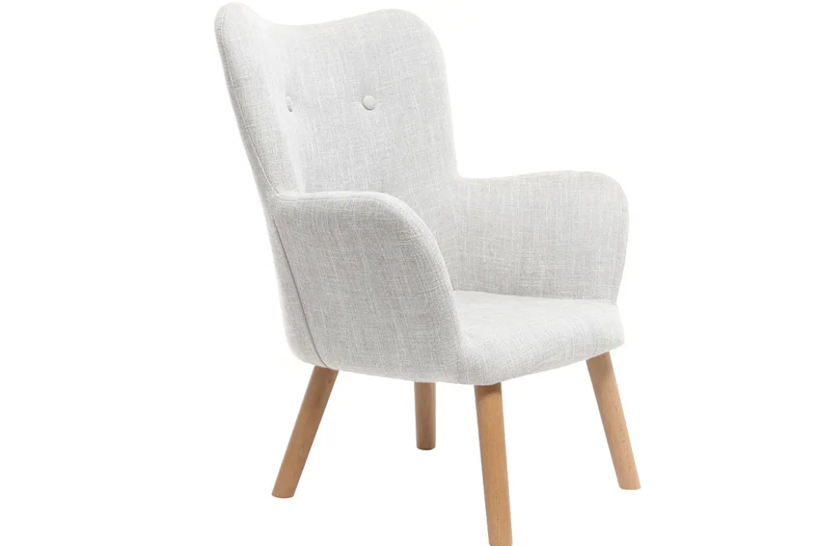 Fauteuil enfant scandinave en tissu gris polaire et bois clair BABY BRISTOL