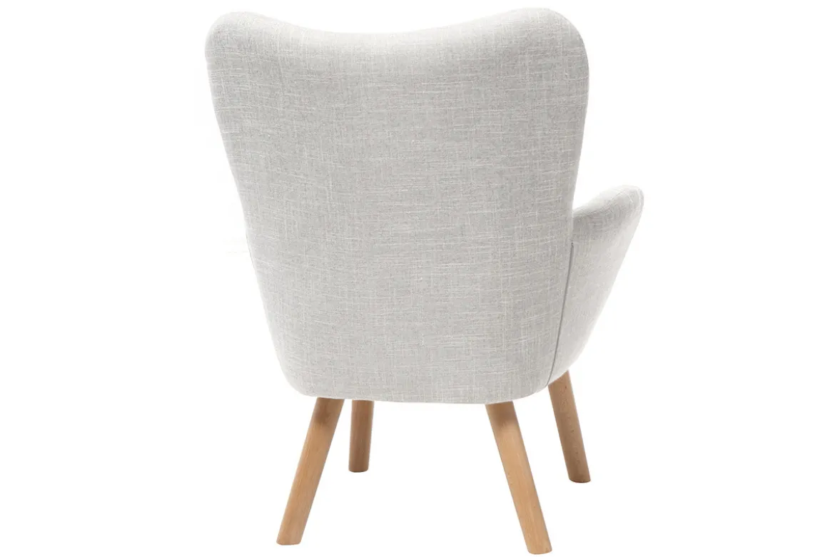 Fauteuil enfant scandinave en tissu gris polaire et bois clair BABY BRISTOL
