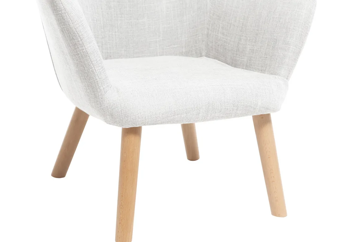 Fauteuil enfant scandinave en tissu gris polaire et bois clair BABY BRISTOL