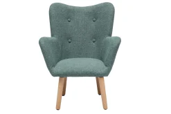 Fauteuil enfant scandinave en tissu vert de gris et bois clair BABY BRISTOL
