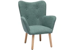 Fauteuil enfant scandinave en tissu vert de gris et bois clair BABY BRISTOL