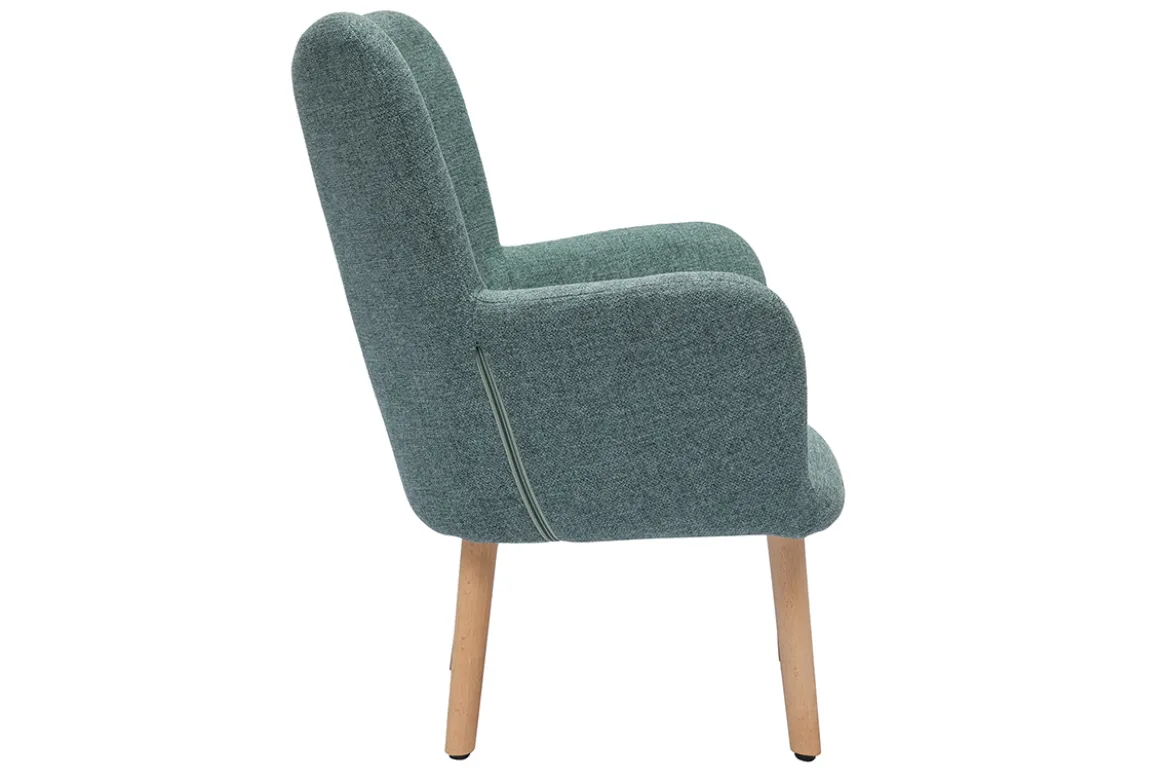 Fauteuil enfant scandinave en tissu vert de gris et bois clair BABY BRISTOL