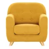Fauteuil enfant scandinave en tissu effet velours jaune moutarde et bois clair NORKID